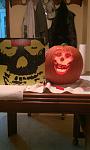 A side by side comparison of our pumpkin and The Misfits logo
